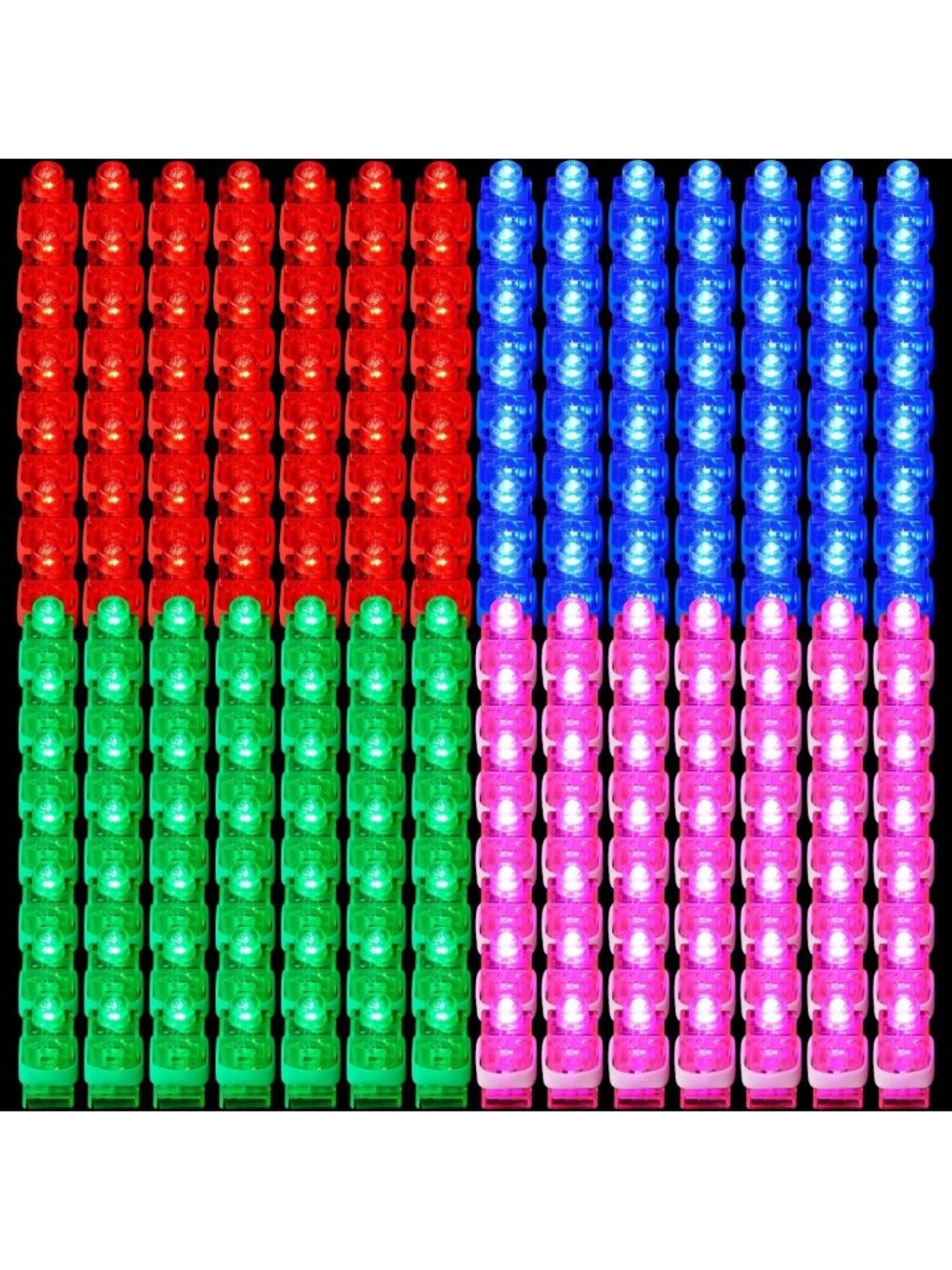 300 LED Finger Lights - Glow in the Dark Party Favors, 4 Colors for Halloween